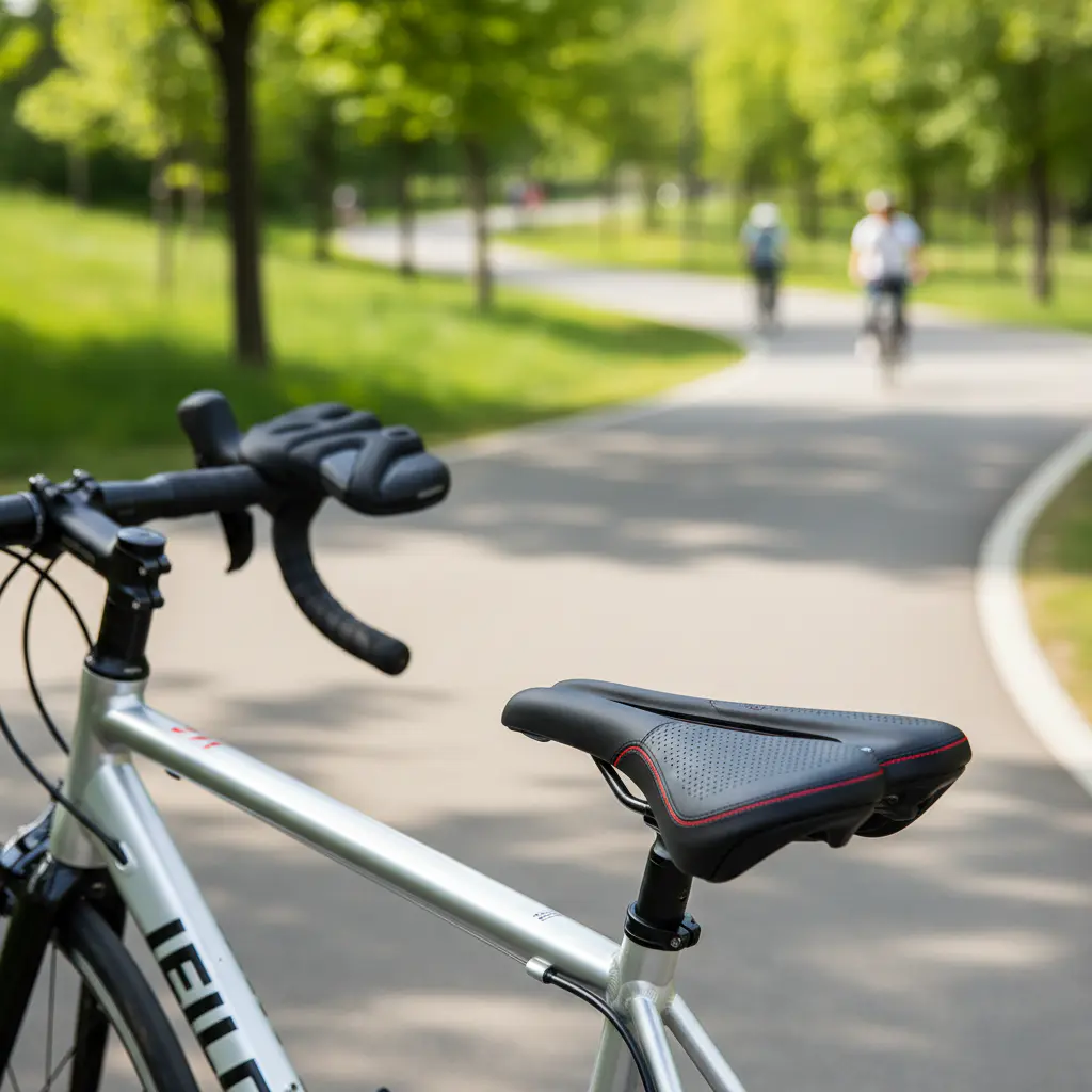 Ergonomic grips and saddle on a bike